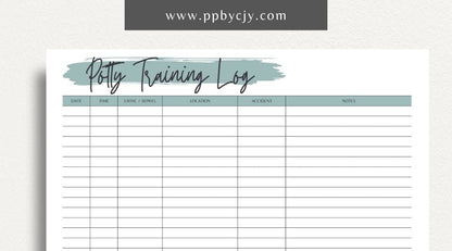 Puppy Potty Training Printable Template – Digital download for tracking and managing a puppy's potty training progress and routines