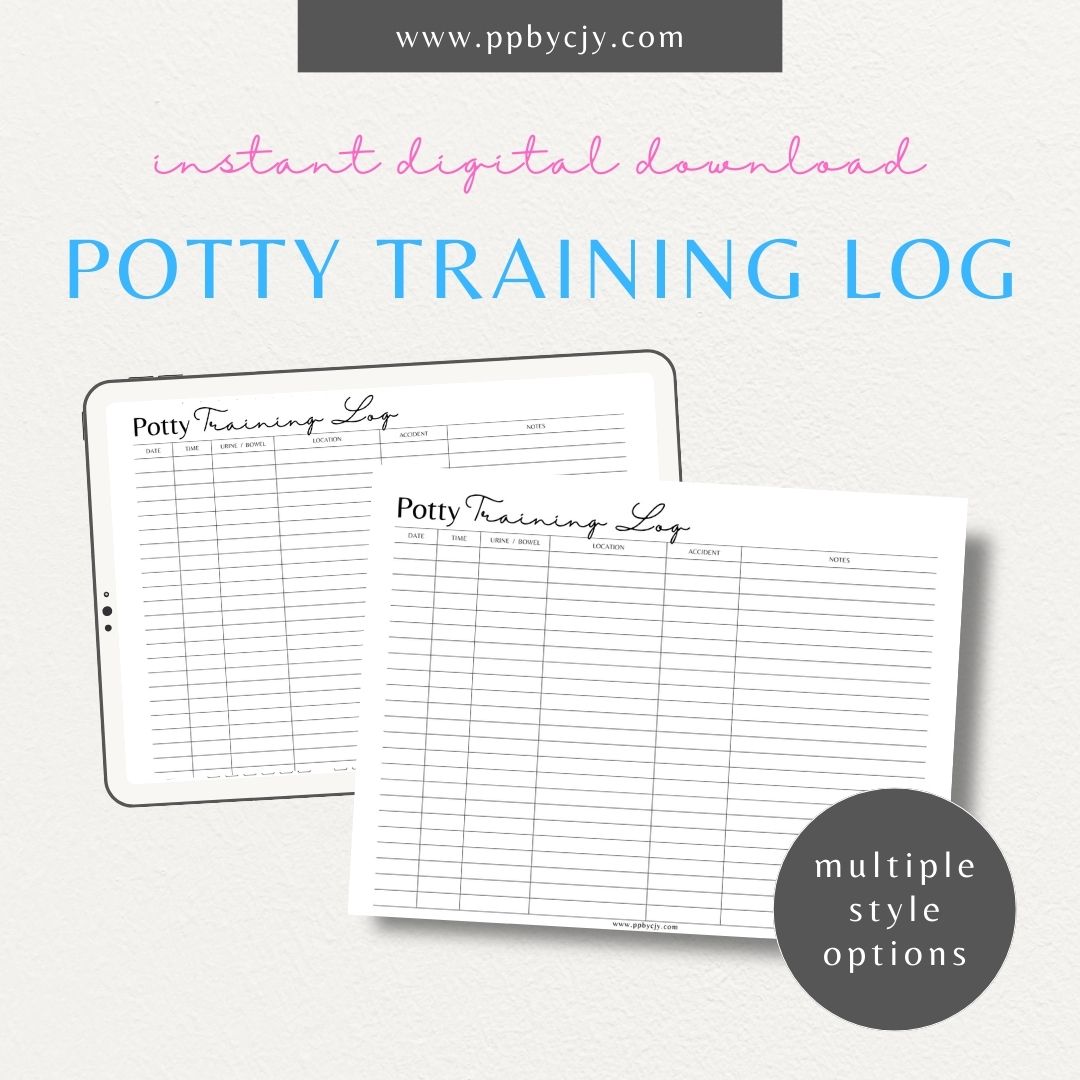 Puppy Potty Training Printable Template – Digital download for tracking and managing a puppy's potty training progress and routines