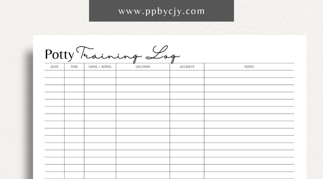 Puppy Potty Training Printable Template – Digital download for tracking and managing a puppy's potty training progress and routines