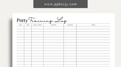 Puppy Potty Training Printable Template – Digital download for tracking and managing a puppy's potty training progress and routines