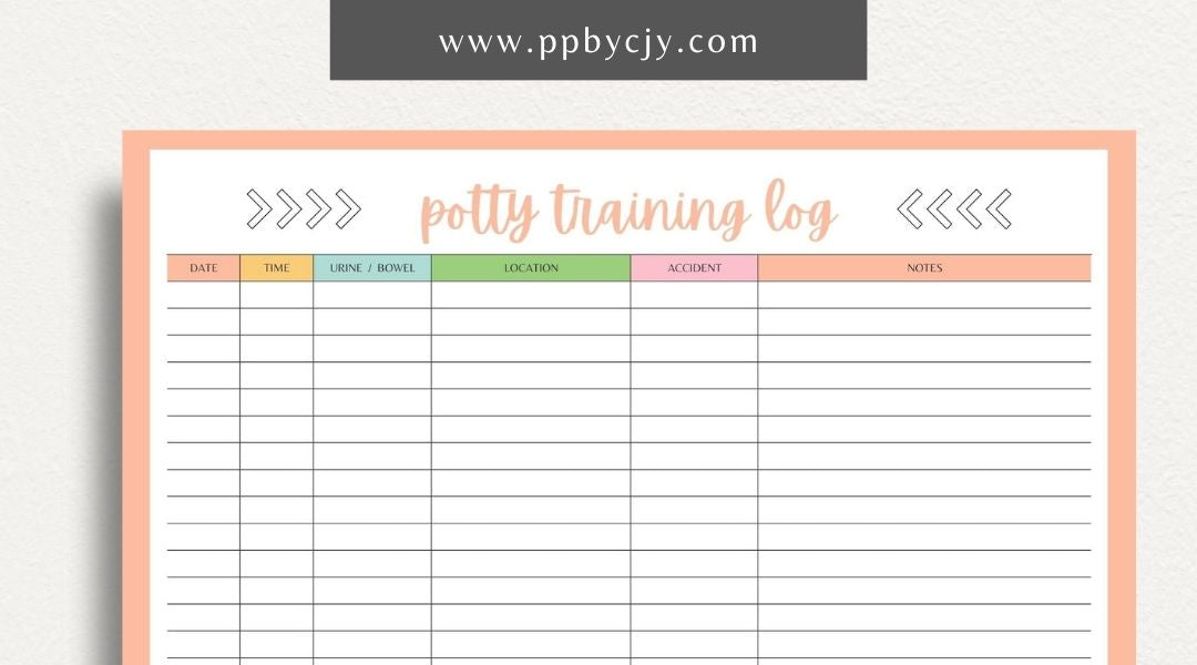 Puppy Potty Training Printable Template – Digital download for tracking and managing a puppy's potty training progress and routines