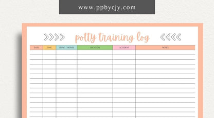 Puppy Potty Training Printable Template – Digital download for tracking and managing a puppy's potty training progress and routines