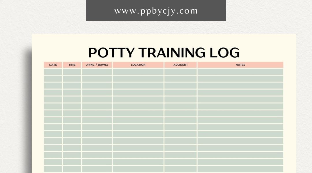 Puppy Potty Training Printable Template – Digital download for tracking and managing a puppy's potty training progress and routines