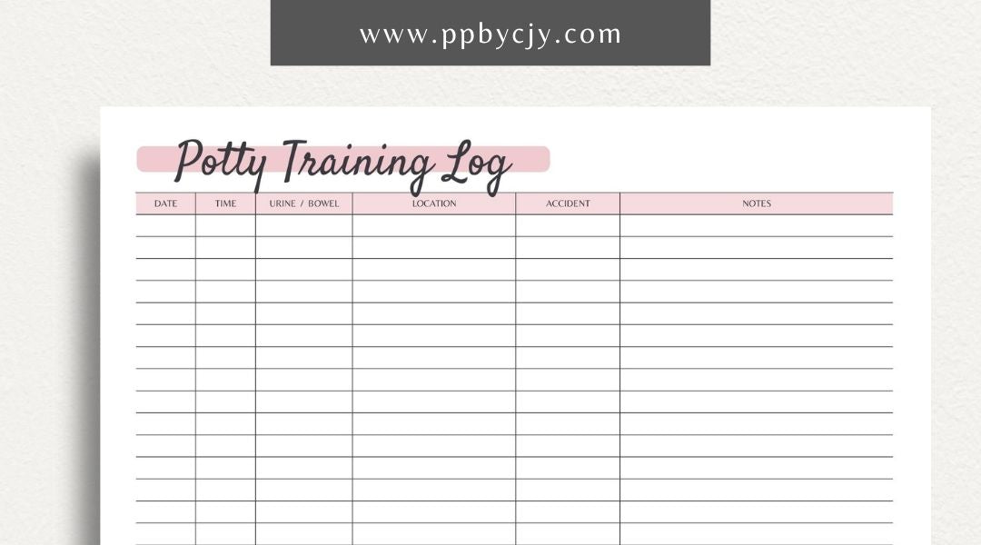 Puppy Potty Training Log Printable PDF Template