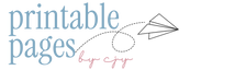 Logo with 'printable pages by cjoy' text and a paper airplane icon on a white background