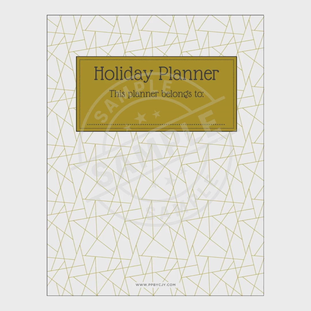 Holiday planner with geometric design and yellow label on a white background