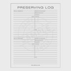 video of Preserving log sheet with columns for species, preservation method, etc., on a white background.