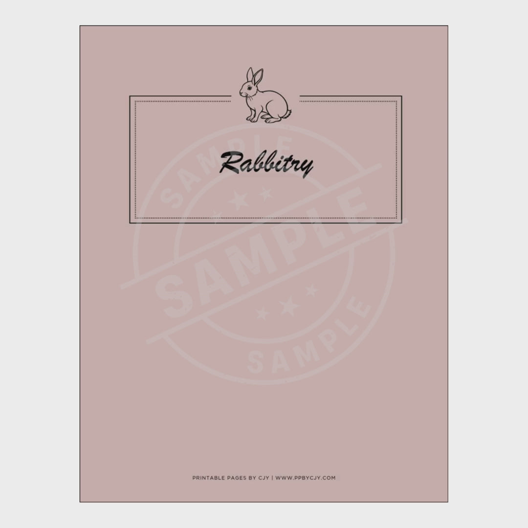 video for Rabbit breeding planner with various pages on a white background