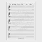 video for Blank sheet music with treble clef and staff lines on a white background