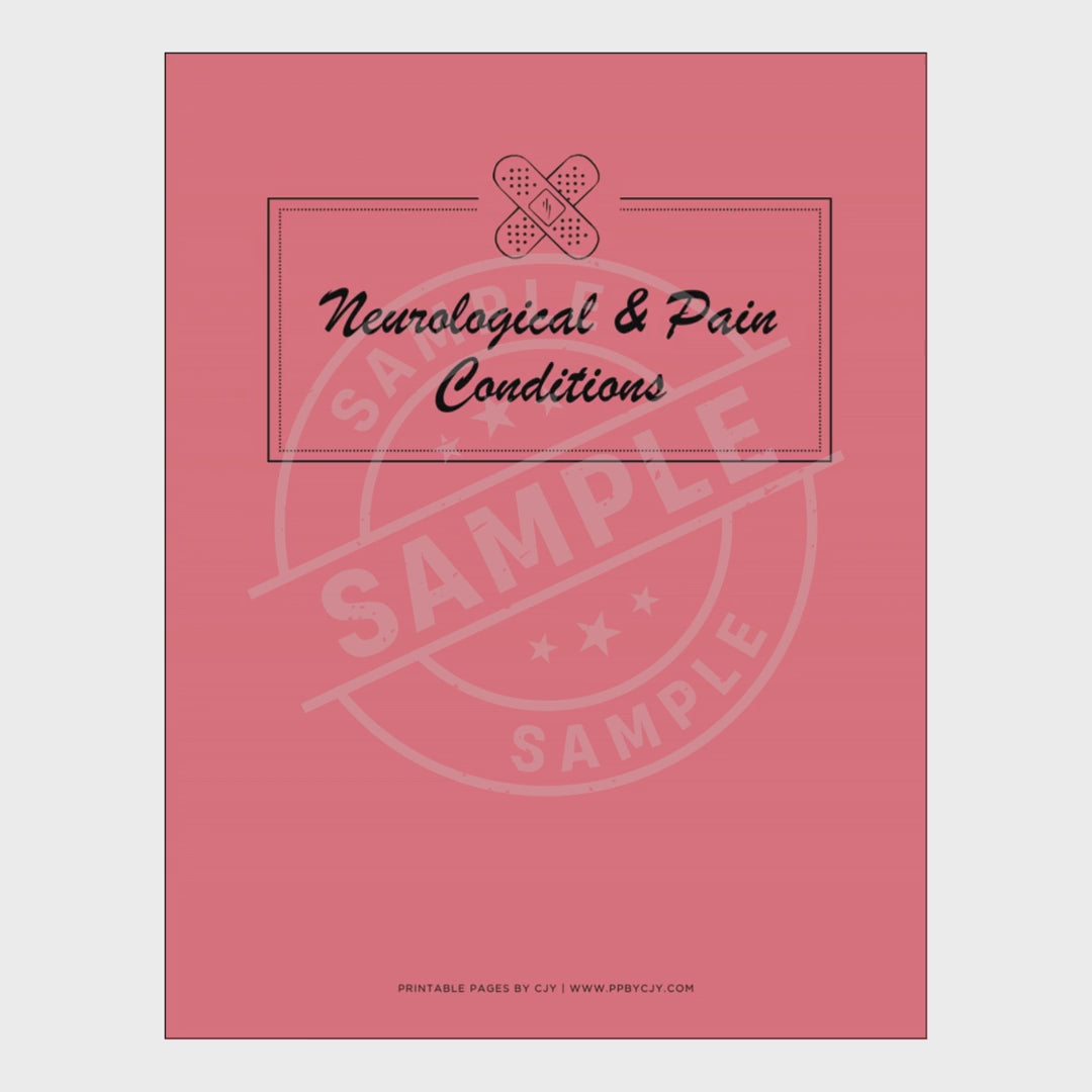 video for Pink notebook with migraine tracker pages on a white background