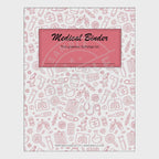 video for Medical binder with various sheets including a cover page on a white background
