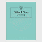 video for Collection of college and career planning worksheets with a blue notebook labeled 'College & Career Planning'.