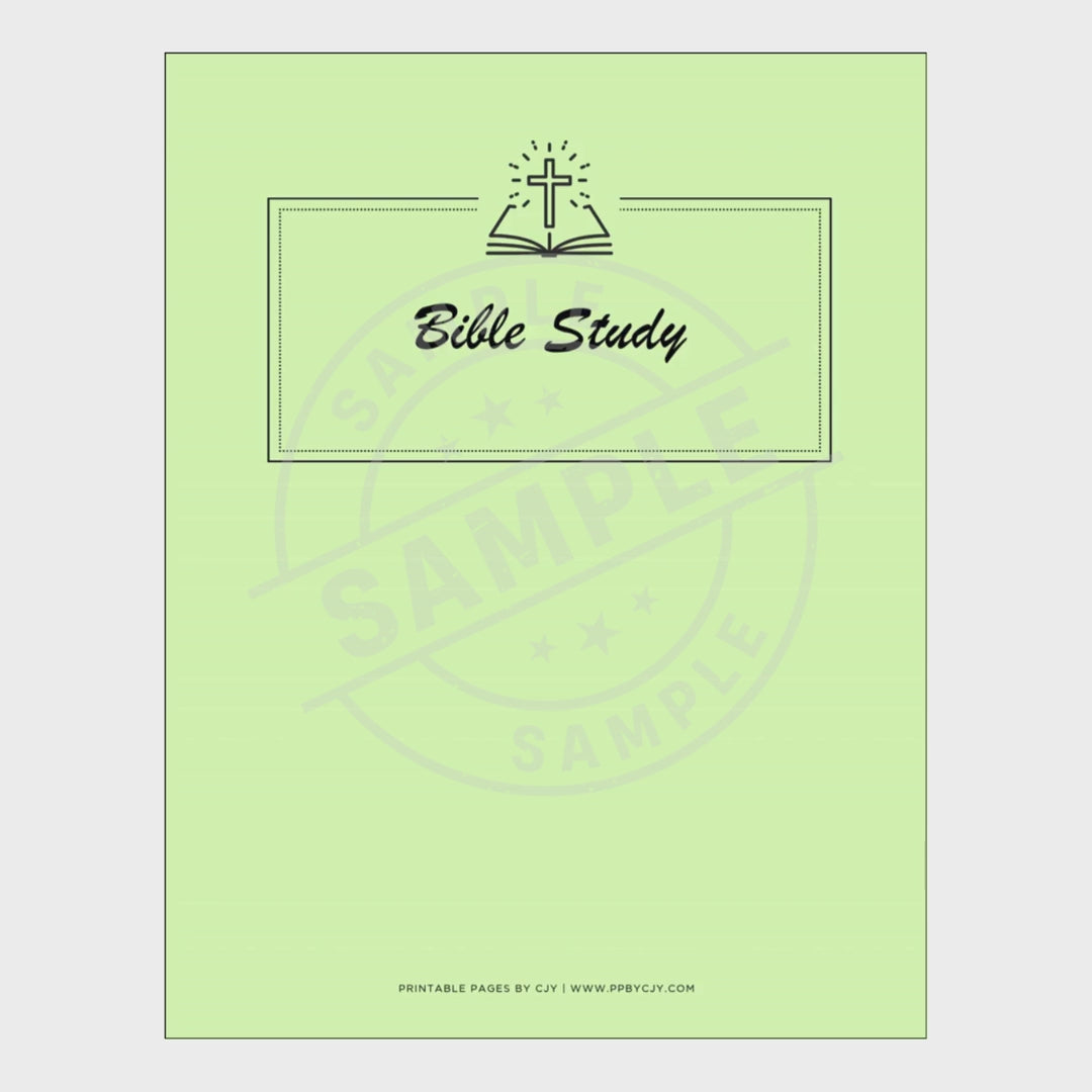 video for Set of Bible study sheets with a green cover on a white background