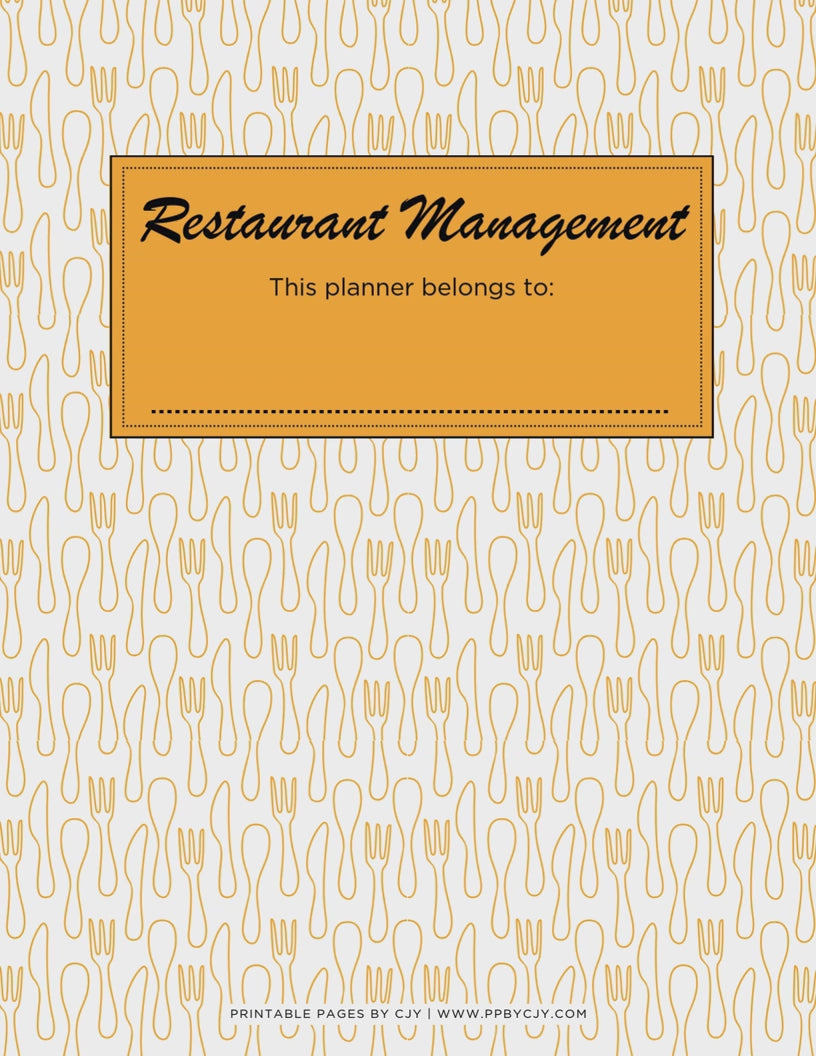 Restaurant Management Binder - 147 Page Restaurant Business Planner