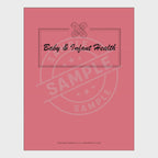 video for Baby and infant health tracking sheets with a pink cover on a white background