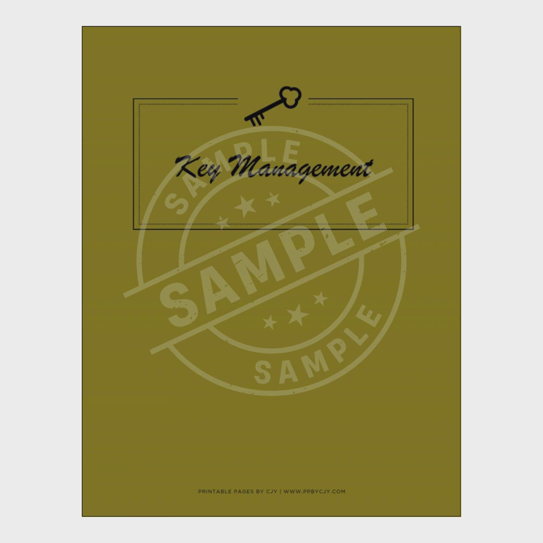 video for Key management document set with a green cover on a white background