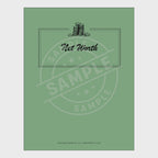 video for Set of financial tracking sheets with a green cover on a white background