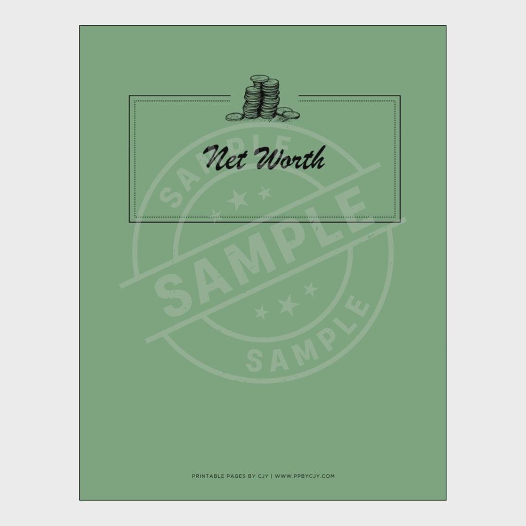 video for Set of financial tracking sheets with a green cover on a white background