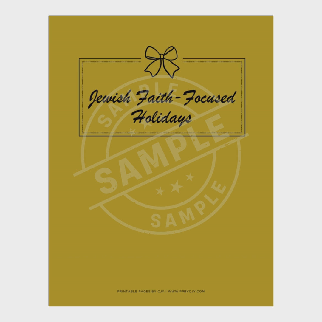 video for Notebook with Jewish holidays planner pages and a yellow cover on a white background.