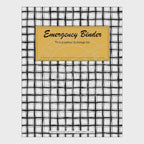 video for Emergency binder with various pre-filled pages on a white background