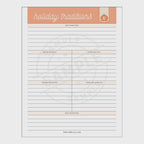 Party planner checklist with a pumpkin design on a white background