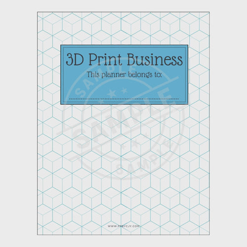 video of Planner with geometric design and '3D Print Business' label on a white background
