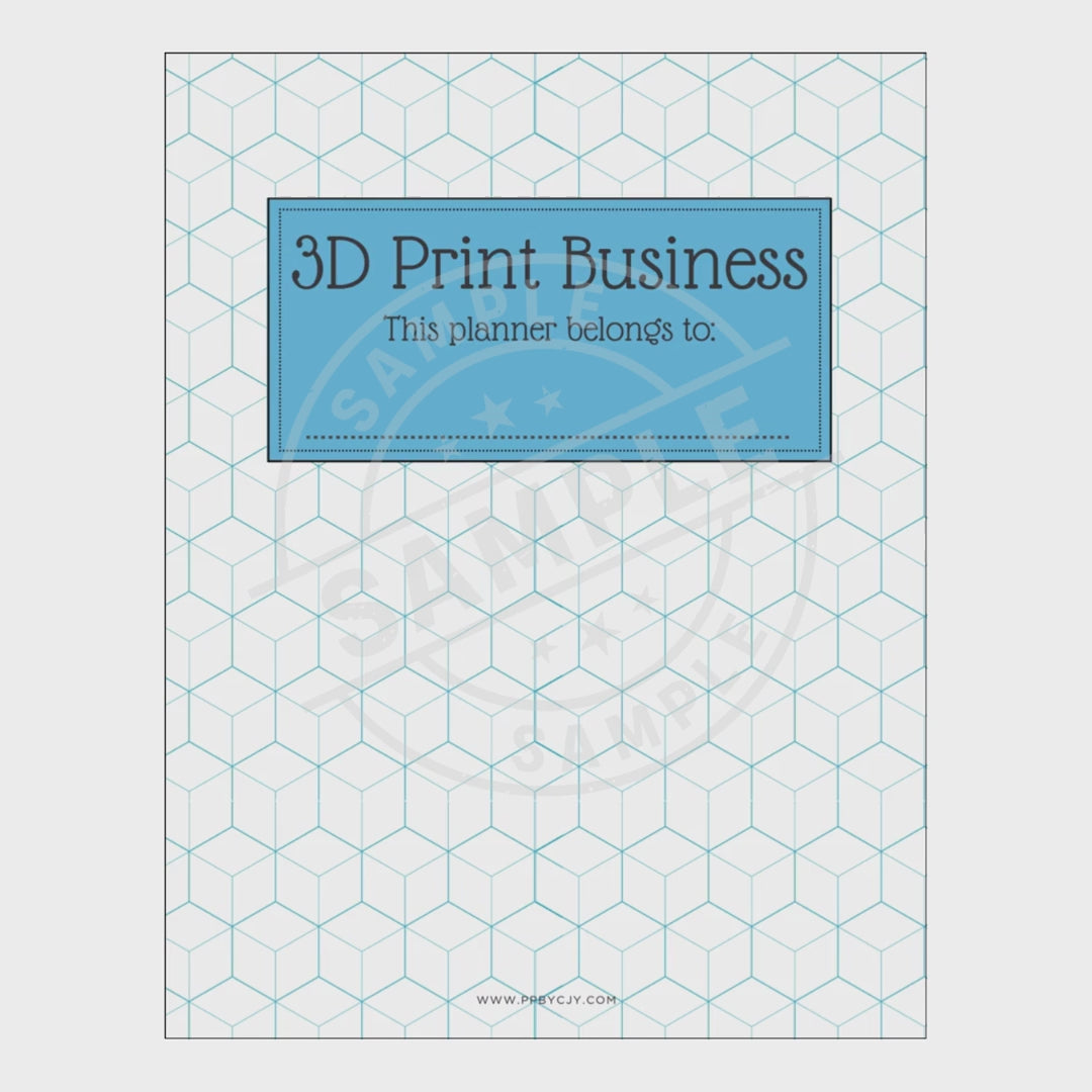 video of Planner with geometric design and '3D Print Business' label on a white background