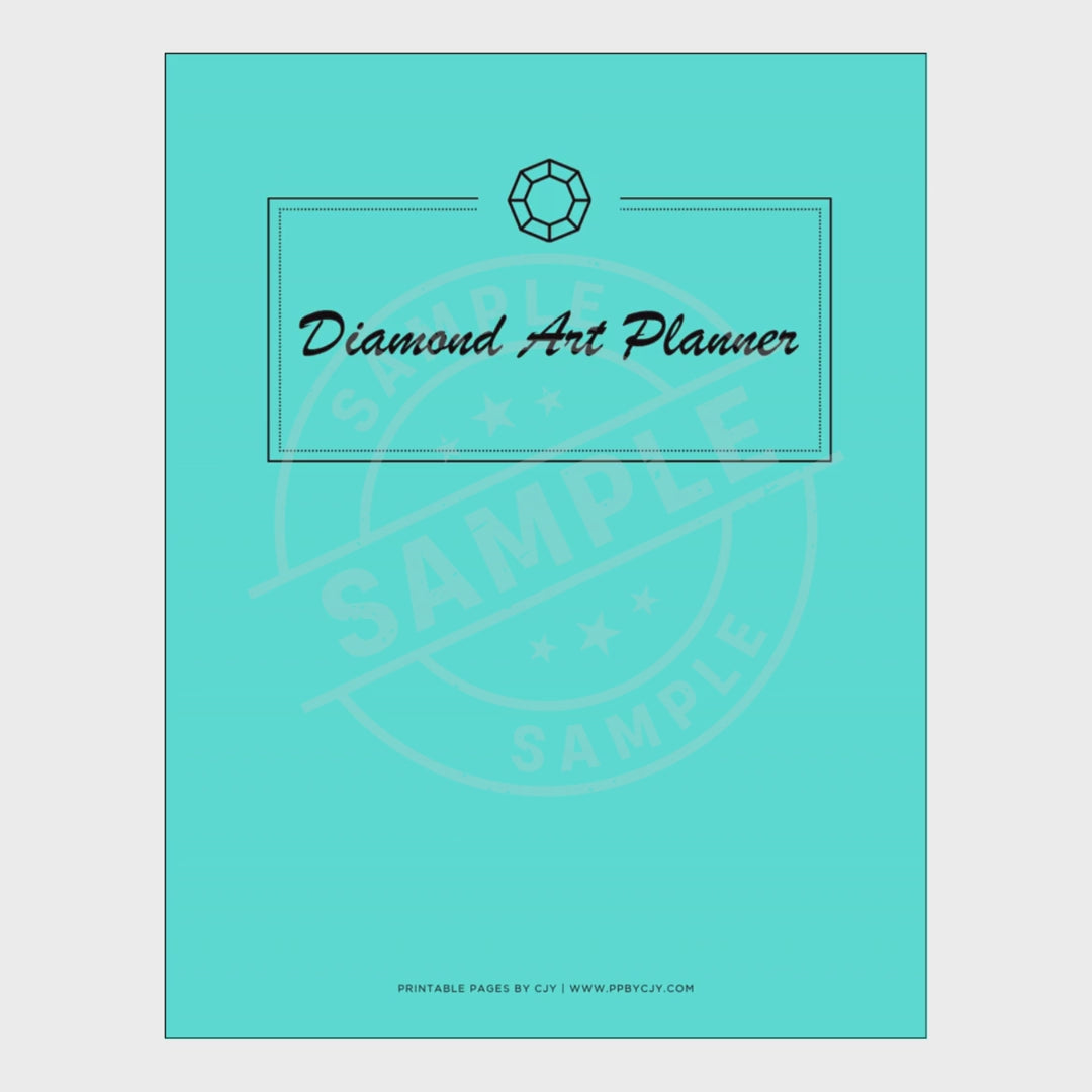video for Diamond Art Planner with cover and pages on a white background
