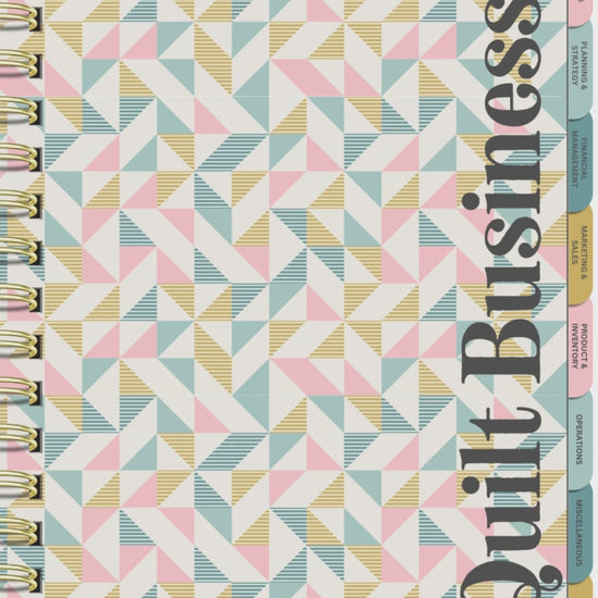 Quilting Business Digital Planner with 85+ hyperlinked pages, including inventory management, order trackers, and marketing planners