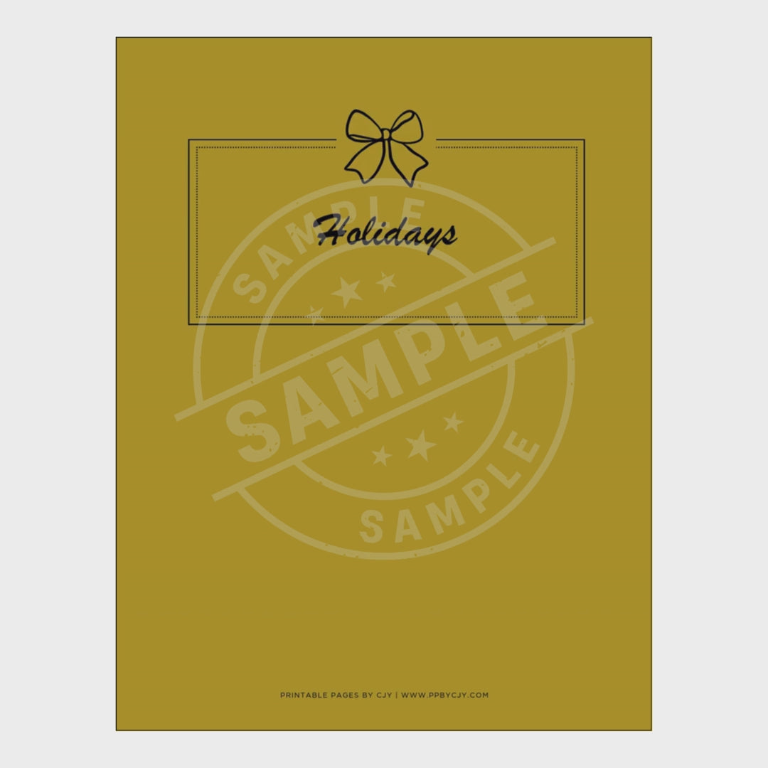 video for Collection of planner pages with various titles on a white background