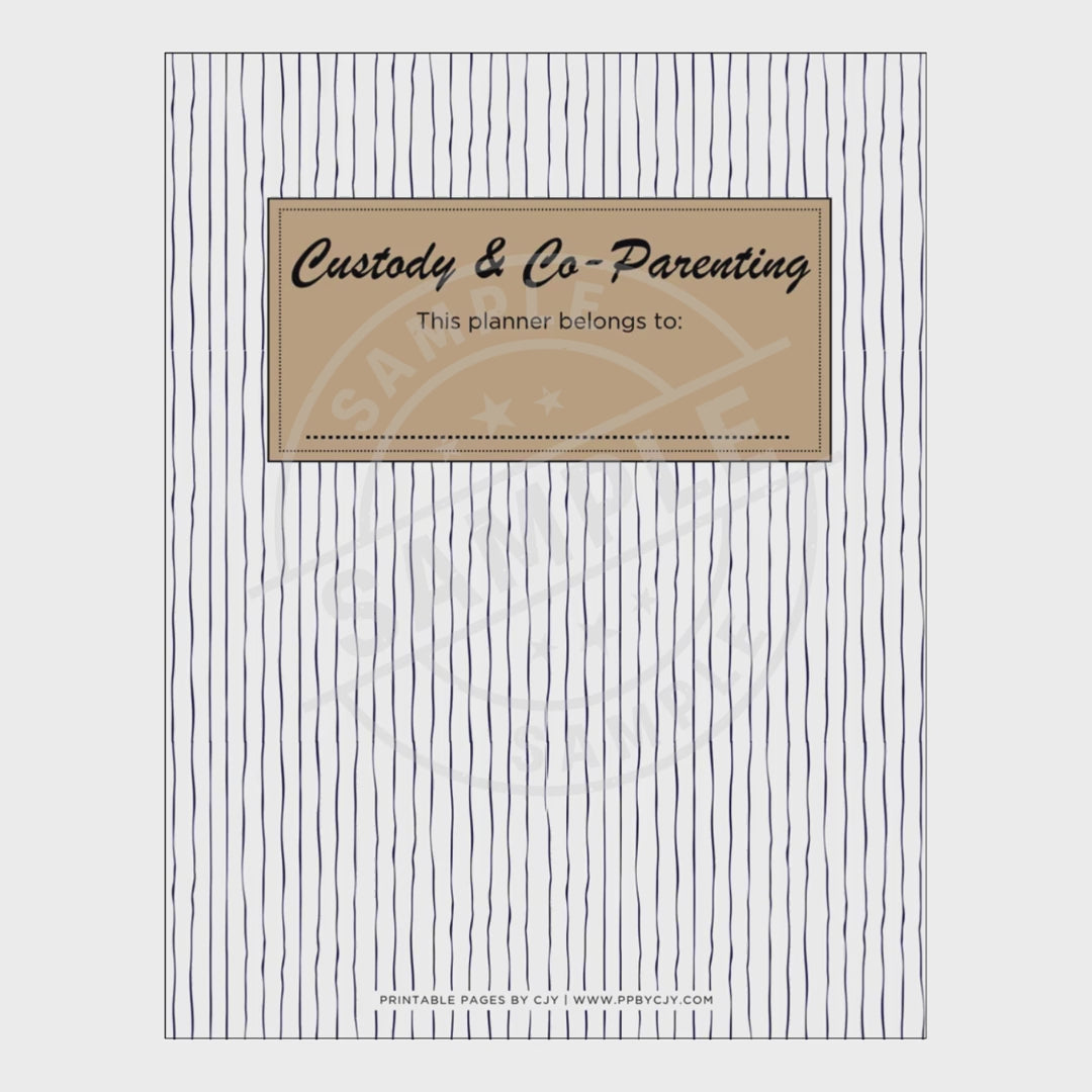 video for Collection of custody and co-parenting planner pages on a white background