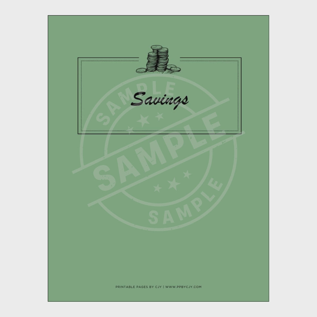 video for Collection of savings tracker sheets with a green cover on a white background