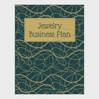 video of Jewelry Business Plan book with gold patterns on a blue background