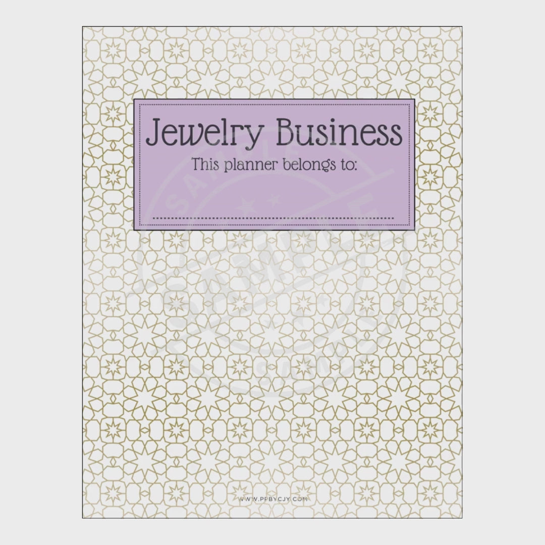 video for Jewelry business planner with decorative cover and text