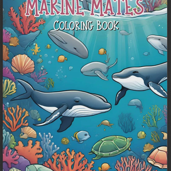 Marine Mates 50 Printable Coloring Pages featuring ocean animals like dolphins, sharks, and sea turtles, perfect for marine life lovers and coloring enthusiasts.

