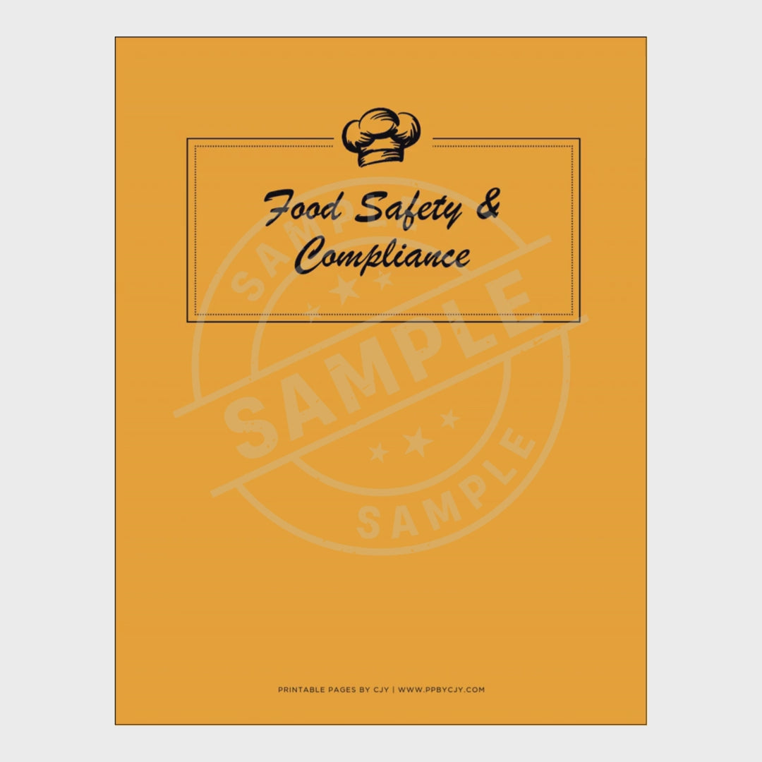 video for Orange notebook with food safety and compliance forms on a white background