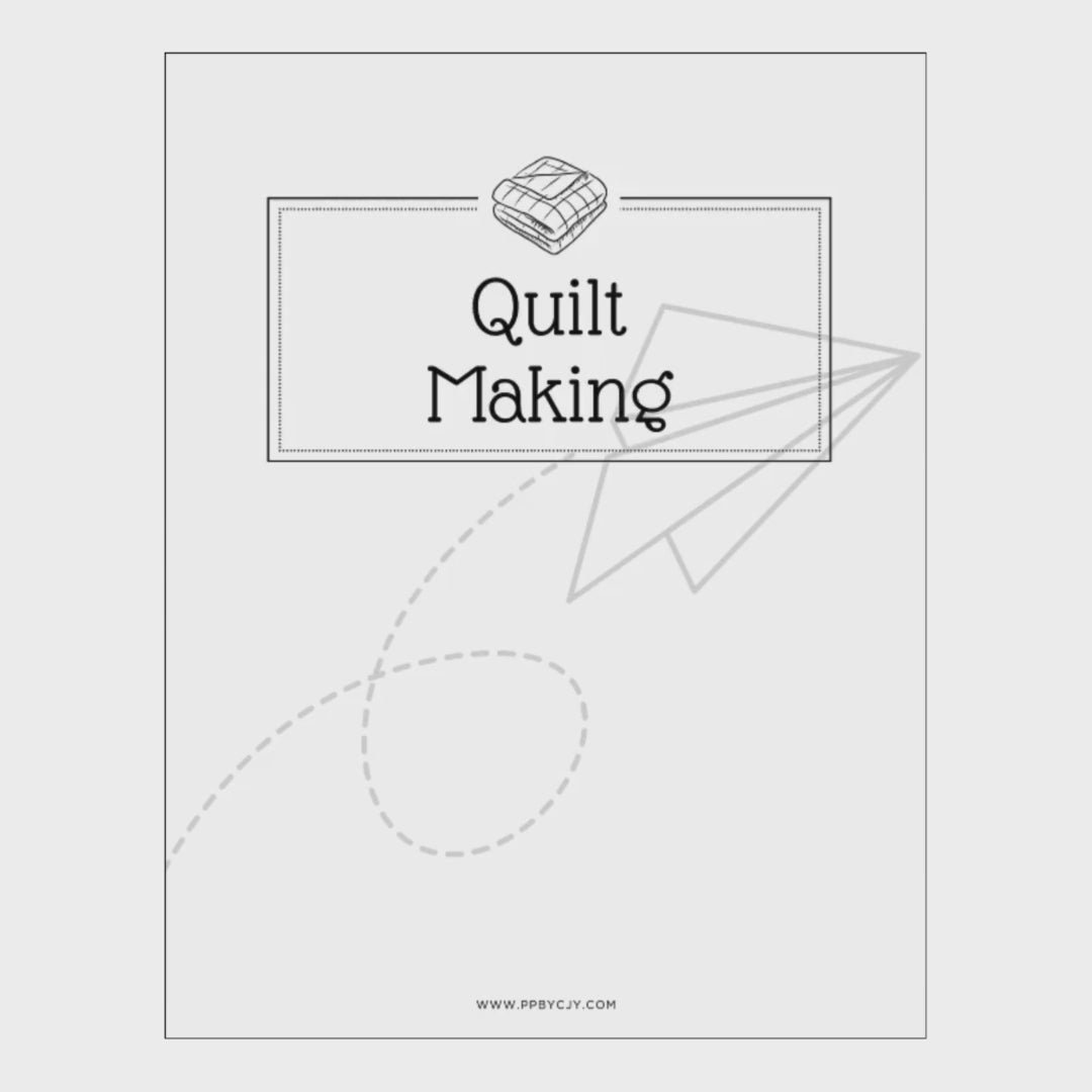 video of Sheet of paper with 'Quilt Making' text and a quilt icon on a white background.