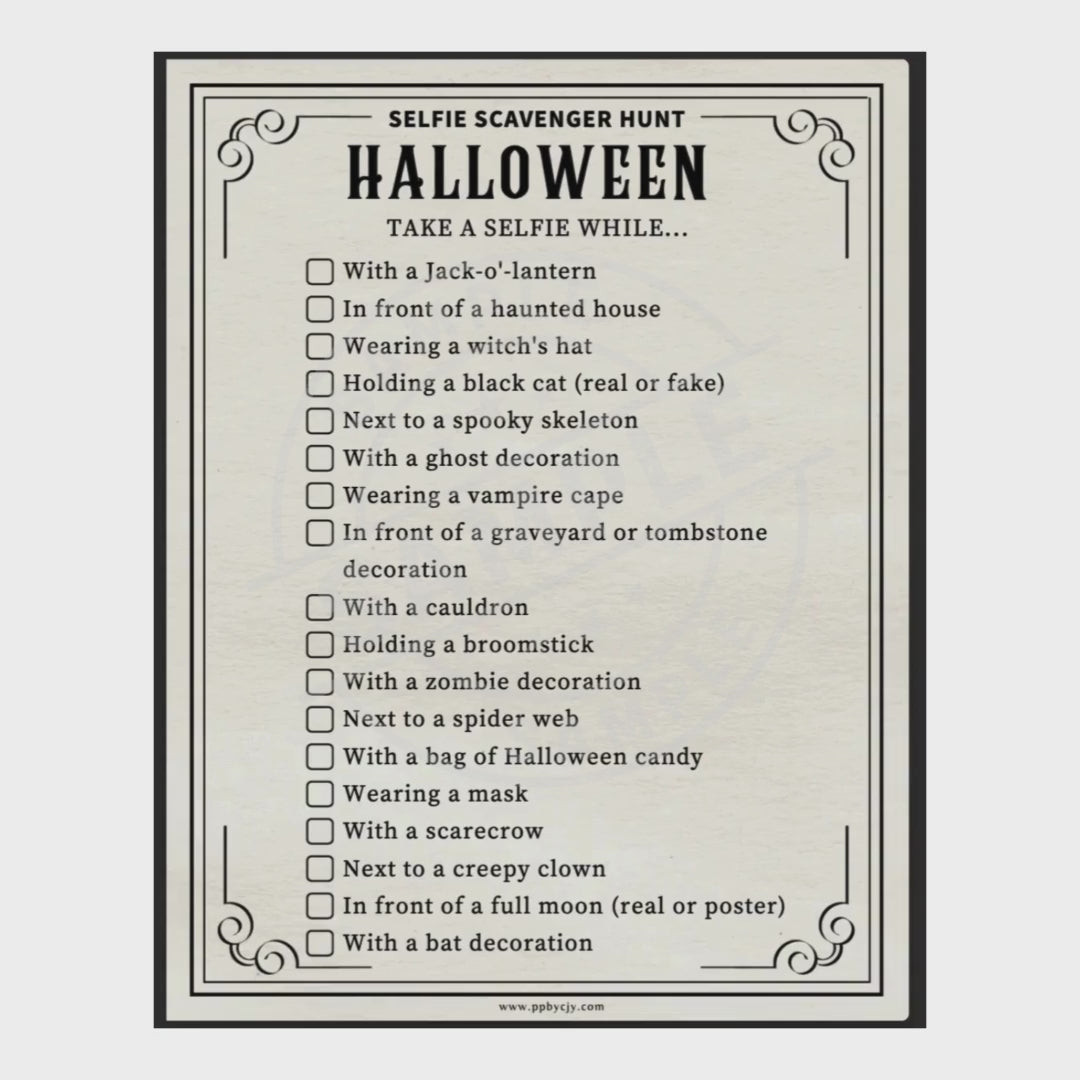 Halloween bucket list with checkboxes on a white background