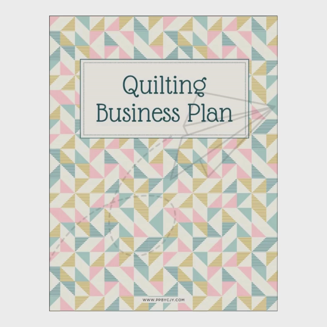 video of Quilting Business Plan book with geometric pattern on a white background