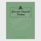 video for Set of financial tracking sheets with a green cover titled 'Specialty Financial Tracking'.