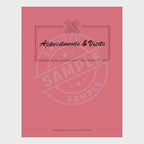 video for Pink appointment book with various tracking sheets on a white background