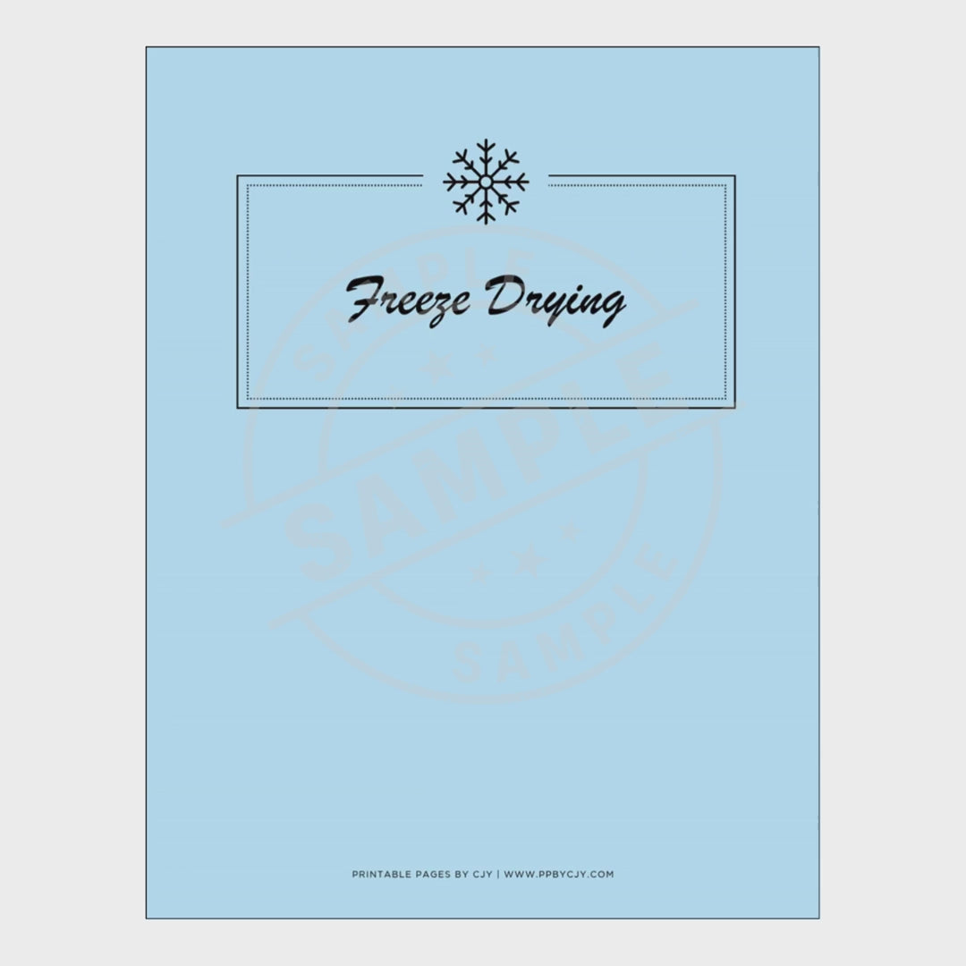 video for Freeze drying planner with various pages on a white background