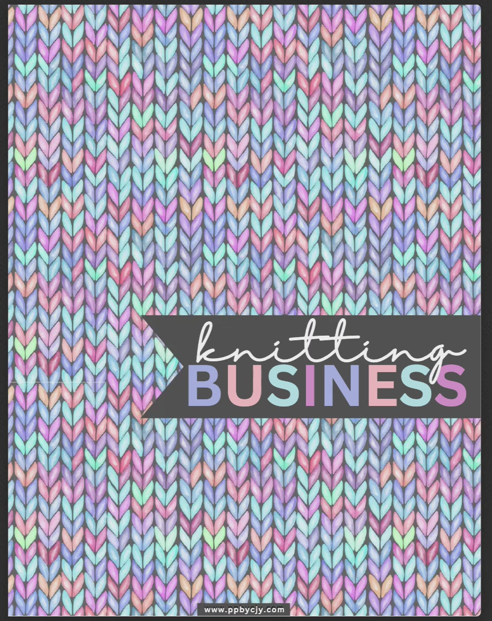 Knitting Business Planner Printable Template Bundle with 85+ pages, including inventory trackers, order logs, and marketing planners