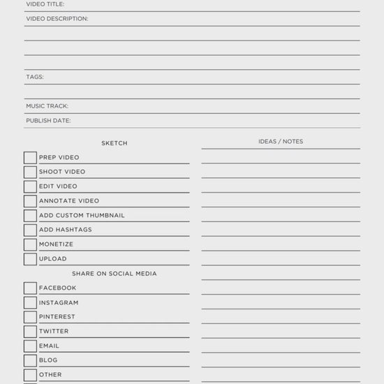 Video Content Planner Printable PDF Template Bundle with 9 pages for video planning, tracking, and scheduling.

