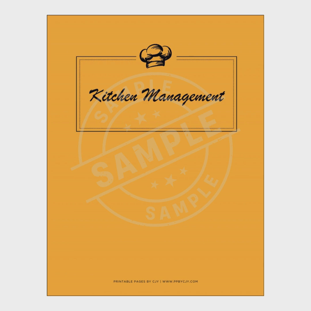 video for Set of kitchen management sheets with a yellow cover on a white background