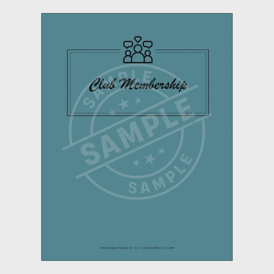 video for Collection of club management forms with a blue cover on a white background