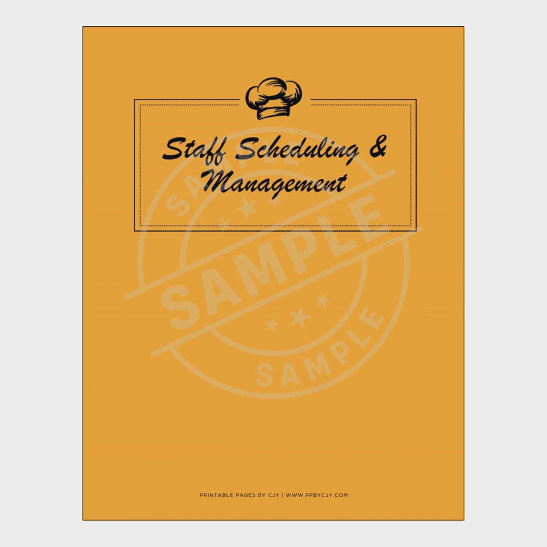 video for Yellow staff scheduling book with various forms on a white background