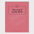 video for Pink notebook with respiratory and cardiac health tracking pages on a white background