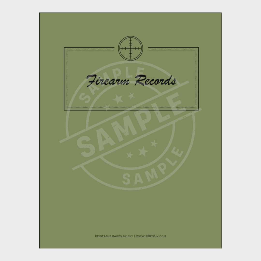 video for Collection of firearm record forms with a green cover labeled 'Firearm Records'.