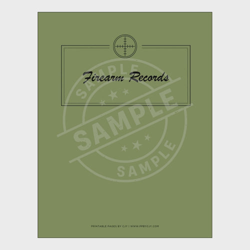 video for Collection of firearm record forms with a green cover labeled 'Firearm Records'.